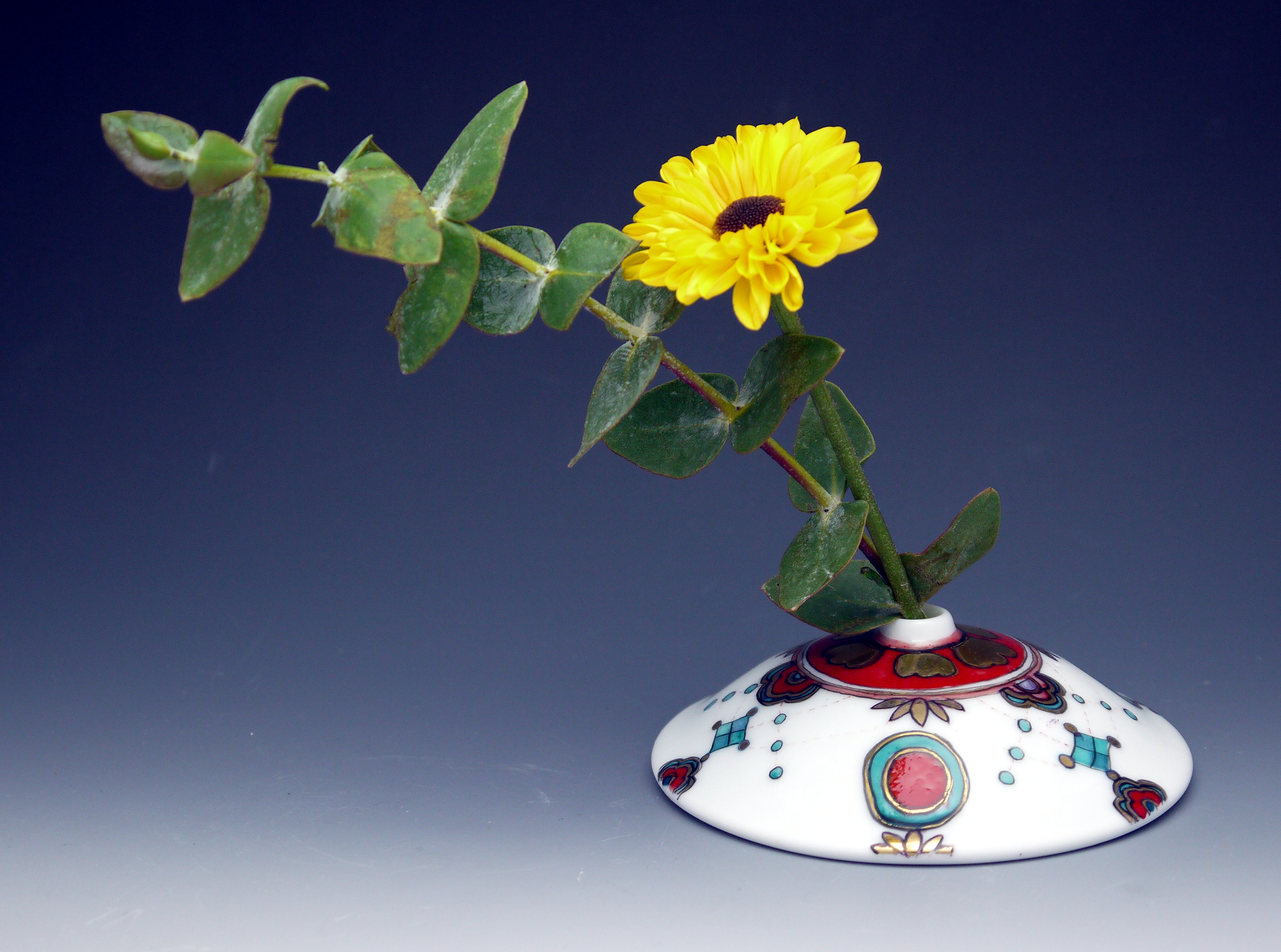 Small Bud Vase, handpainted porcelain, traditional pattern, gold luster | $95.00