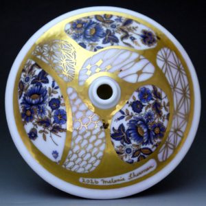 Blue & Gold Budvase #porcelain #gold #luster # lustre #chinapaint #ceramics #vase #blue #flowers
